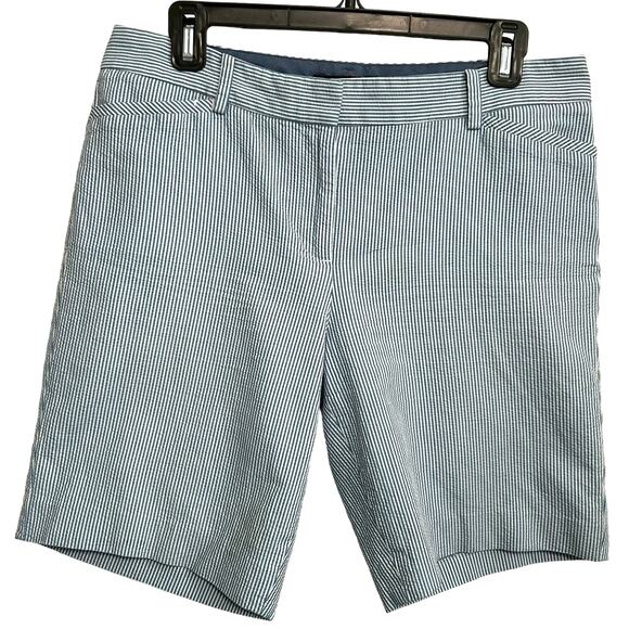 Talbots Seersucker Striped Shorts 8 Blue White Coastal Preppy Resort Classic - Picture 4 of 7